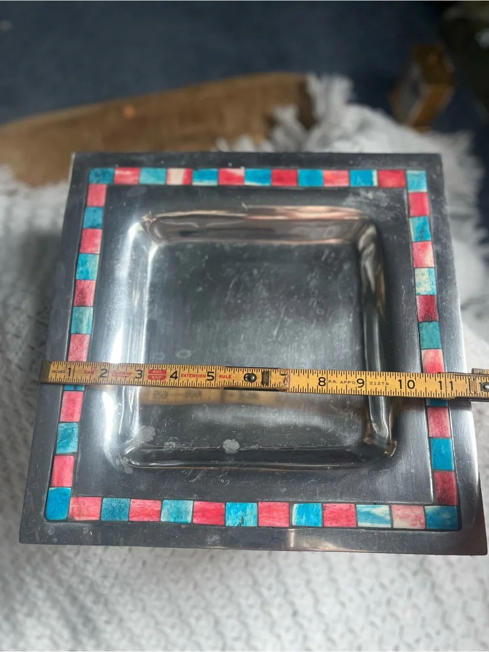 Mikasa Aluminium Hollowware Vanity Tray with Red & Turquoise Inset India